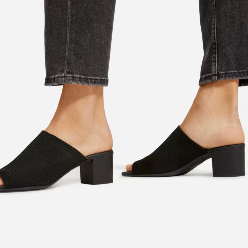 NEW Everlane Black Glove ReKnit Mule Heel Sandal in Size‎ 7.5